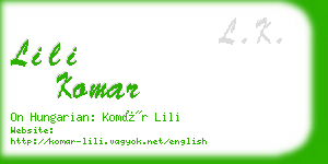 lili komar business card